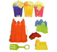 Sand Castle Bucket Set With Shovel And Spade Moulds - 7Pc