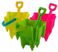Sand Castle Shaped Bucket And Spade - Pink Yellow Green (Set of 3)