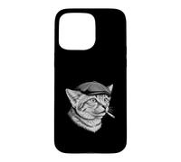 Sand Cat Smoking Cigarette Mafia Gangster Portrait Case for iPhone 15 Pro Max