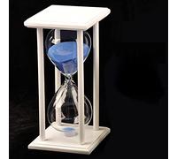 sand clock, Wooden Hourglass Timer For Sandglass 15/30/45/60 Minutes Decoration For Children Room Birthday Tea Coffee Table Book Shelf School Game Ornament Fram(White Frame Blue Sand,45 minutes)