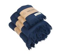 Sand Cloud Turkish Bath Towels -100% Certified Organic Turkish Cotton Yarn - Lightweight - Large Size - Dry Faster and Cleaner - Set of 4 - Terra XL Bath Bundle Navy