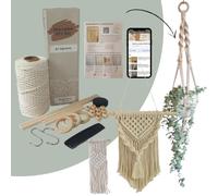 Sand Colour Easy Macrame DIY Kit for Adults Beginners, Wall Hanging, Plant Hanger, Starter Kit with Written Instructions & Video Tutorials, 100 Meters of Cotton Rope, Wooden Dowel, Wooden Beads