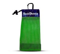 Sand Dipper Skinny Lightweight Shell Collecting Beach Bag with Carabiner Clip - Clips to pole, belt loops, backpack, or beach bag, Green, Original
