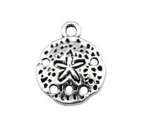 Sand Dollar Charms For Epoxy Resin Jewellery, 12.6x15.7mm, Antique Silver Color, 40 Pieces
