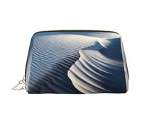 Sand Dune Ripples Printed Portable Leather Cosmetic Bag, Suitable for Storing Cosmetics, Etc