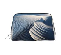 Sand Dune Ripples Printed Portable Leather Cosmetic Bag, Suitable for Storing Cosmetics, Etc