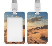 Sand Dunes Badge Holder Hard Plastic Card Case Protector Pouch Name Key Card Holder Case for Office ID Credit Cards and Proximity Key Cards