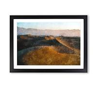 Sand Dunes in Death Valley Painting Framed Print | A2 Black Framed Wall Art | Ready to Hang | Modern Landscape Picture | Living Room Bedroom Lounge Office
