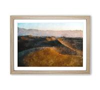 Sand Dunes in Death Valley Painting Framed Print | A2 Oak Framed Wall Art | Ready to Hang | Modern Landscape Picture | Living Room Bedroom Lounge Office