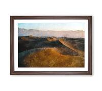 Sand Dunes in Death Valley Painting Framed Print | A2 Walnut Framed Wall Art | Ready to Hang | Modern Landscape Picture | Living Room Bedroom Lounge Office