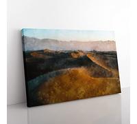 Sand Dunes In Death Valley Painting Modern Art Canvas Wall Art Print Ready to Hang, Framed Picture for Living Room Bedroom Home Office Décor, 60x40 cm (24x16 Inch)