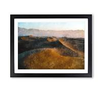 Sand Dunes In Death Valley Painting Modern Art Framed Print | A2 Black Framed Wall Art | Ready to Hang | Modern Landscape Picture | Living Room Bedroom Lounge Office