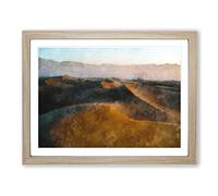 Sand Dunes In Death Valley Painting Modern Art Framed Print | A2 Oak Framed Wall Art | Ready to Hang | Modern Landscape Picture | Living Room Bedroom Lounge Office