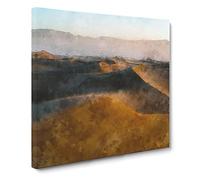 Sand Dunes In Death Valley Painting Modern Canvas Wall Art Print Ready to Hang, Framed Picture for Living Room Bedroom Home Office Décor, 14x14 Inch (35x35 cm)