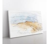 Sand Dunes In Southern California Sketch Modern Art Canvas Wall Art Print Ready to Hang, Framed Picture for Living Room Bedroom Home Office Décor, 50x35 cm (20x14 Inch)