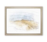Sand Dunes In Southern California Sketch Modern Art Framed Print | A4 Oak Framed Wall Art | Ready to Hang | Modern Nature Picture | Living Room Bedroom Lounge Office