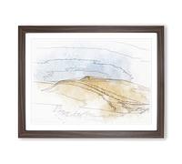 Sand Dunes In Southern California Sketch Modern Art Framed Wall Art Print, Ready to Hang Picture for Living Room Bedroom Home Office Décor, Walnut A4 (34 x 25 cm)