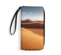 Sand Dunes In The Sahara Desert Printed Wallets Zip Around Wallets Leather Long Wallets for Men And Women Credit Card Holders with Cord, Essential for Travel, Office And Shopping