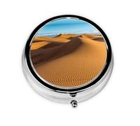 Sand Dunes in The Sahara Desert This Small, Printed, Round Pill Box is a Portable Pill and Vitamin Organizer Perfect for Pockets, Purses, and Travel.