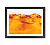 Sand Dunes Of Iran Painting Modern Art Framed Print | A2 Black Framed Wall Art | Ready to Hang | Modern Historical Picture | Living Room Bedroom Lounge Office