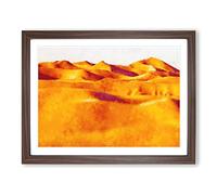 Sand Dunes Of Iran Painting Modern Art Framed Print | A2 Walnut Framed Wall Art | Ready to Hang | Modern Historical Picture | Living Room Bedroom Lounge Office