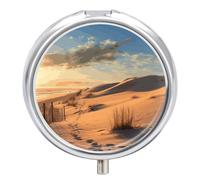 Sand Dunes Pill Box Round Portable Small Pill Case Waterproof Travel Pill Box Organizer for Pocket Purse and Daily Convenience