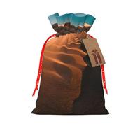 Sand Dunes Print Drawstring linen gifts bag for Christmas Party,holiday packaging presents bags.