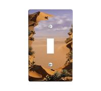 Sand Dunes Single Light Switch Cover Plate, Nature Realistic Cacti Desert Landscape Summer Beige Plastic Standard Size Decorative Wall Plates for Bedroom Bathroom Kitchen Entrance Decor (Single)
