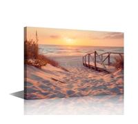 Sand Dunes Wall Decor Sand Dunes on the Beach at Sunset Canvas Painting Beach at Sunset Wall Decor Poster Home Decor Living Room Office Framed Gallery-Wrapped Ready to Hang 1 Panel (16''Wx 24''H)