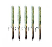 Sand EEL Fly - 3.25 Inch Saltwater Streamer with Holographic Flash Body, 3D Eyes and Sharp Barbed Hook, 5 Flies per Box for Shad, Mackerel, Striped Bass, Bluefish & Snapper