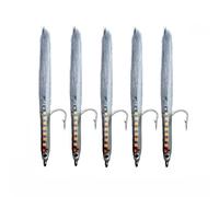 Sand EEL Fly - 3.25 Inch Saltwater Streamer with Holographic Flash Body, 3D Eyes and Sharp Barbed Hook, 5 Flies per Box for Shad, Mackerel, Striped Bass, Bluefish & Snapper