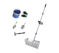 Sand Flea Rake Kit Detachable Long Handle Beach Sifter with Steel Shark Teeth & Wide Mesh Screen Perfect for Sand Shells & Beachcombing (Silver)