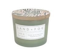 Sand + Fog Scented Candle - Sage & Sea Salt - Additional Scents and Sizes - 100% Cotton Lead-Free Wick - Luxury Air Freshening Jar Candles - Perfect Home Decor - 12oz, White