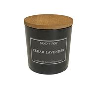 Sand + Fog Scented Candles | Cedar Lavender | Made with Essential Oils | 3 Wicks - 100% Cotton Lead-Free | 21 oz | Solid Dark Wood lid