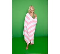 Sand Free Jumbo Beach Towels Lightweight 100x200cm for Adults | Microfiber Summer Beach Towels, Compact, Absorbent, Quick Dry for Camping, Travel, Yoga, Sports (Cabana Stripe - Baby Pink)