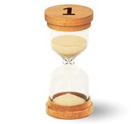Sand Hourglass Timer - Glass Sand Clock Minutes - Modern Hourglass Watch with Wooden End Caps for Kids, Games, Classroom, Kitchen, Home or Office Decor (1 Minute)