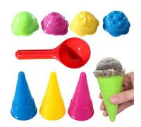 Sand Ice Cream Cone Toy Set - PP 10.9cm Cone 5.4cm | Beach Sand Ice Cream Molds, Kids Summer Sandbox Play Toys, Pretend Dessert Sands Kit, Outdoor Role Play Toy Set | Sands Plays