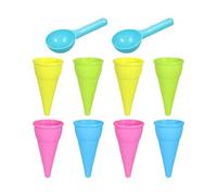 Sand Ice Cream Playset - 10 Pcs Stacking Cone Scoop Molds, Kids Beach Sensory Bin Accessories, Summer Party Favor Supplies | Preschool Learning Birthday Outdoor Carnival Classroom Imaginative