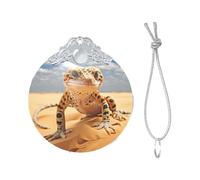 Sand Leopard Gecko Print Christmas Metal buckle Glass round pendant Ornaments, 2025 Xmas Tree Decoration