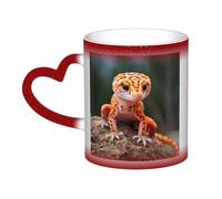 Sand Leopard Gecko Print Mystical Color Changing Mug, Black to White Thermal Mug for Coffee Tea Home Office