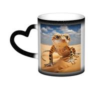 Sand Leopard Gecko Print Mystical Color Changing Mug, Black to White Thermal Mug for Coffee Tea Home Office