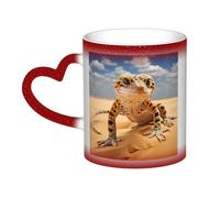 Sand Leopard Gecko Print Mystical Color Changing Mug, Black to White Thermal Mug for Coffee Tea Home Office