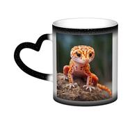 Sand Leopard Gecko Print Mystical Color Changing Mug, Black to White Thermal Mug for Coffee Tea Home Office
