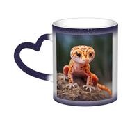 Sand Leopard Gecko Print Mystical Color Changing Mug, Black to White Thermal Mug for Coffee Tea Home Office