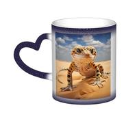 Sand Leopard Gecko Print Mystical Color Changing Mug, Black to White Thermal Mug for Coffee Tea Home Office
