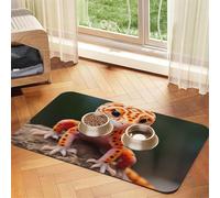 Sand Leopard Gecko Print Pet Absorbent Leather Tablecloth for Dogs Cats,Pet Food Mat Leather Feeding Mat for Dogs Cats