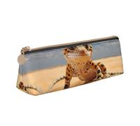 Sand Leopard Gecko Print Triangle Pencil Pens Case Large-Capacity Stationery Organizer Pouch Office Travel