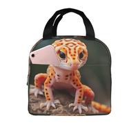 Sand Leopard Gecko Printed Insulated Bento Bag, Hand Aluminum Foil Thickened Waterproof Lunch Bag