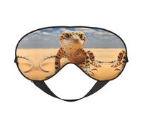 Sand Leopard Gecko Printing Soft Eye Mask,Double-Sided Soft Eye Cover for Sleep,Travel,Yoga, Adjustable Strap, Blocks Light