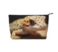 Sand Leopard Gecko Prints Corduroy Makeup Bag for Women Girls, Spacious Travel Cosmetic Organiser for Make-up, Toiletries & Essentials